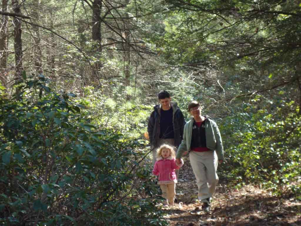 A Sullivan County family enjoys a hike in the Hickok Brook Multiple Use Area.