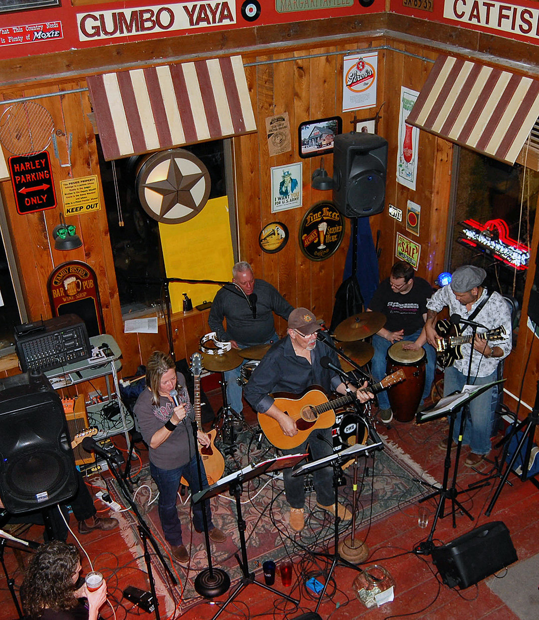 The over-the-top decor at Parksville’s Cabernet Frank’s adds to the party atmosphere while entertainment like the David Walton Band, pictured here, blows the roof off the place.