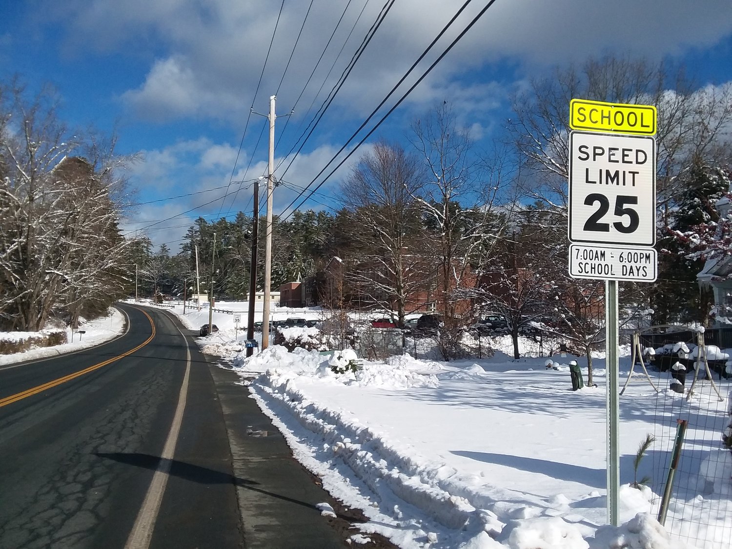 Drivers should take heed that the speed limit has been reduced by the Eldred High School to 25 MPH during school days.