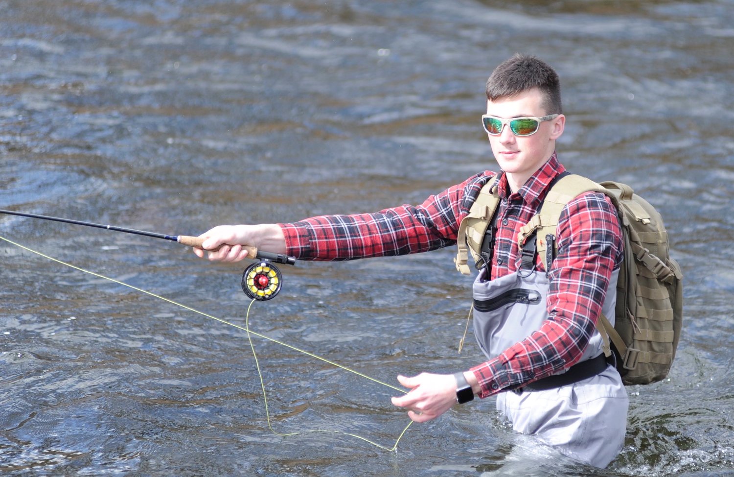 U.S. Marine Corps Lance Corporal Konstantin Sergeer was a first-time fly fisherman at Dette Pool.