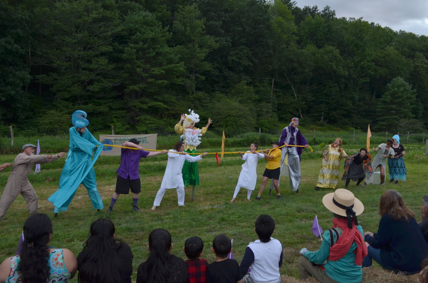 A tug of war between macrocosmic and microcosmic forces, a feature of the halftime "Earthbowl."