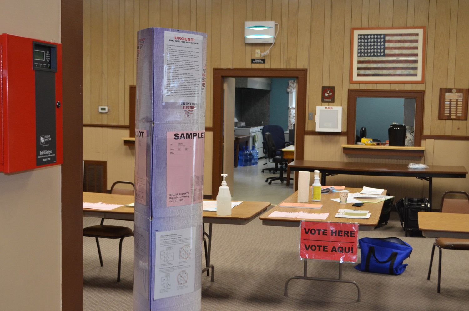The Highland Town Hall as set up for the 2021 primary elections.