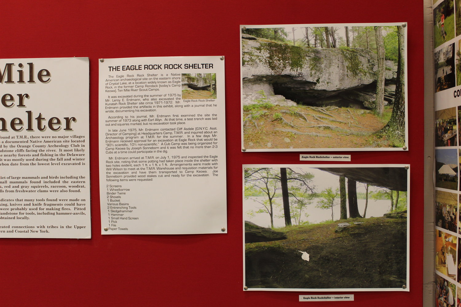 An exhibit about the Eagle Rock shelter, which is located near Ten Mile River.